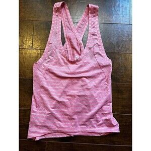 Zyia Active Tank Top Small Nimbus Split Back Cross Open Pink Stripe Workout